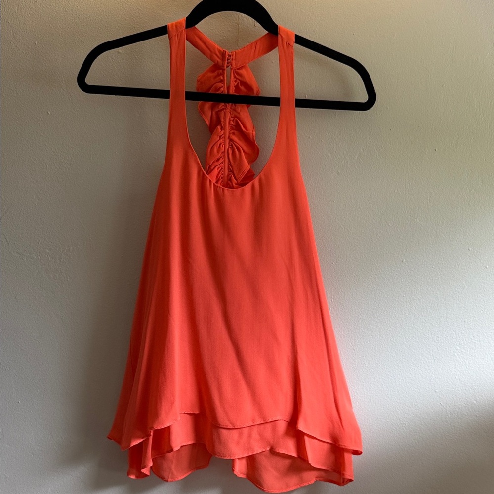 Parker Coral Silk Sleeveless Layered Top